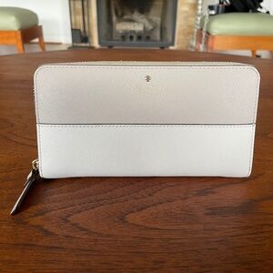 Kate Spade Cedar Street Leather Wallet- light taupe and cream PWRU 3898